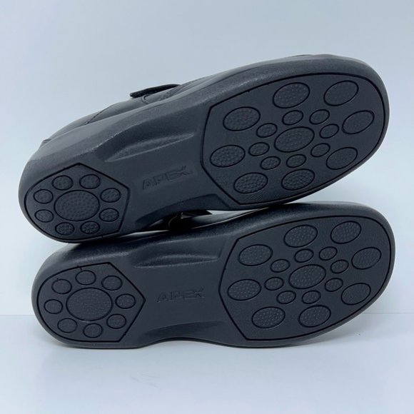 Apex Womens Ambulator Mary Janes Shoes Black Leather Hook & Loop Strap 9.5W New - Picture 3 of 12